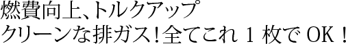 燃費向上、トルクアップ クリーンな排ガス!全てこれ1枚でOK!